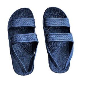 Toddler Back-Strap Classic J-Slips Size 7 Navy Blue Textured Sandals